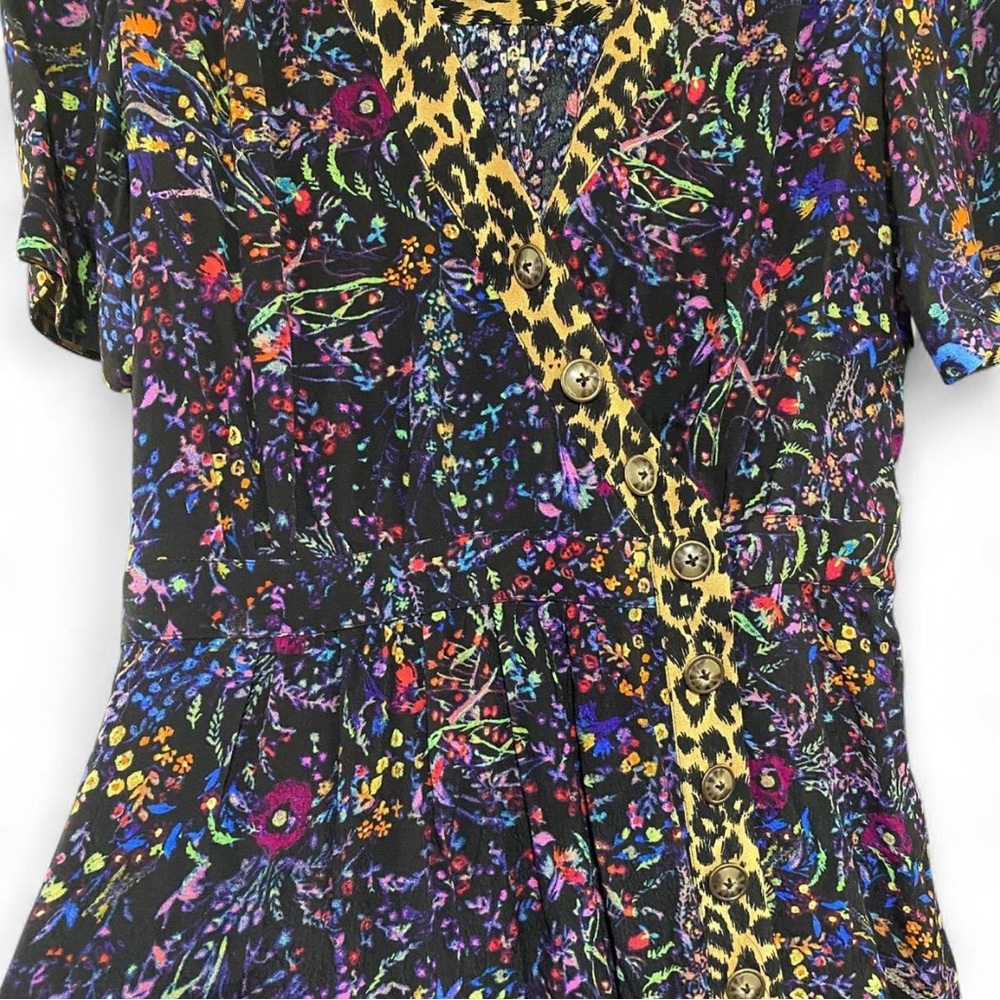 Anthropologie Maeve black & leopard print floral button-down midi dress - EUC - Picture 5 of 9